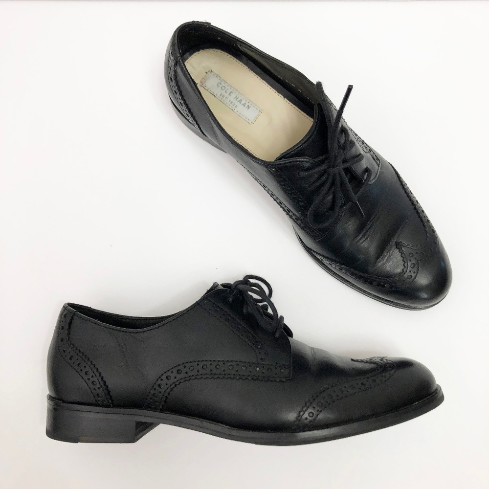 Cole Haan Jagger Wingtip Loafers Black Leather 5.5